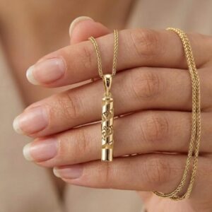 14K Gold Spiral Mezuzah Pendant