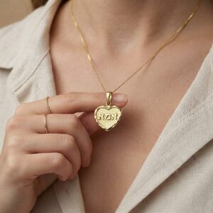 14K Gold Heart Shaped Mother Pendant