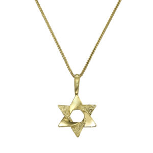 14K Solid Gold Star of David Necklace