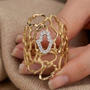 14K Solid Gold Hamsa Ring