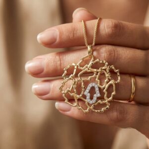 14K Solid Gold Hamsa Pendant