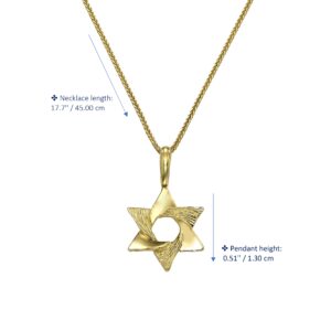 14K Solid Gold Star of David Necklace