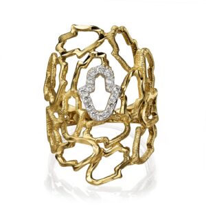 14K Solid Gold Hamsa Ring