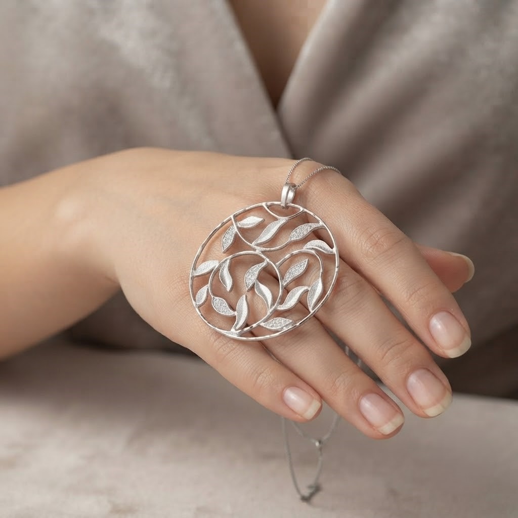 14k Gold Leaf Pendant – תמונה 2