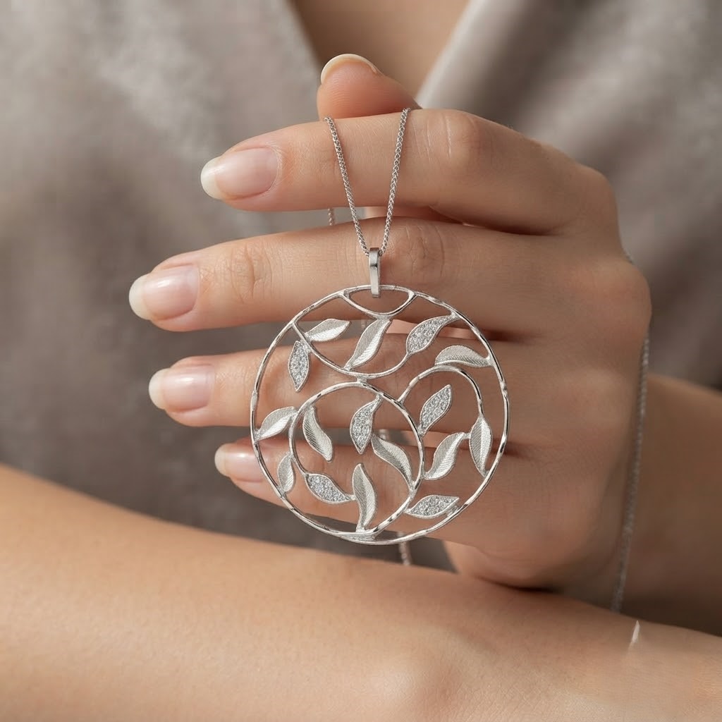 14k Gold Leaf Pendant – תמונה 3