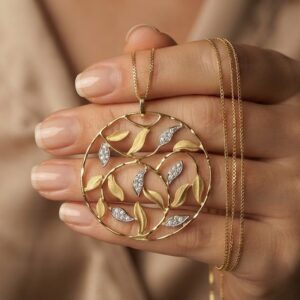 14k Gold Leaf Pendant