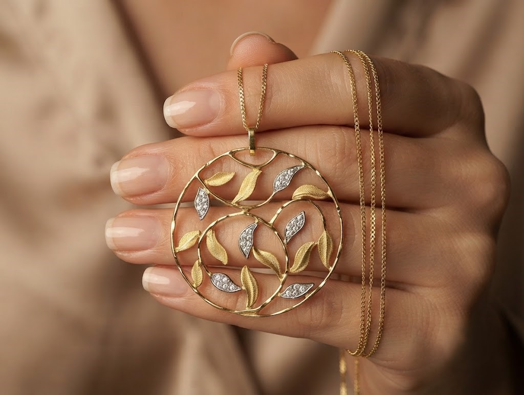 14k Gold Leaf Pendant