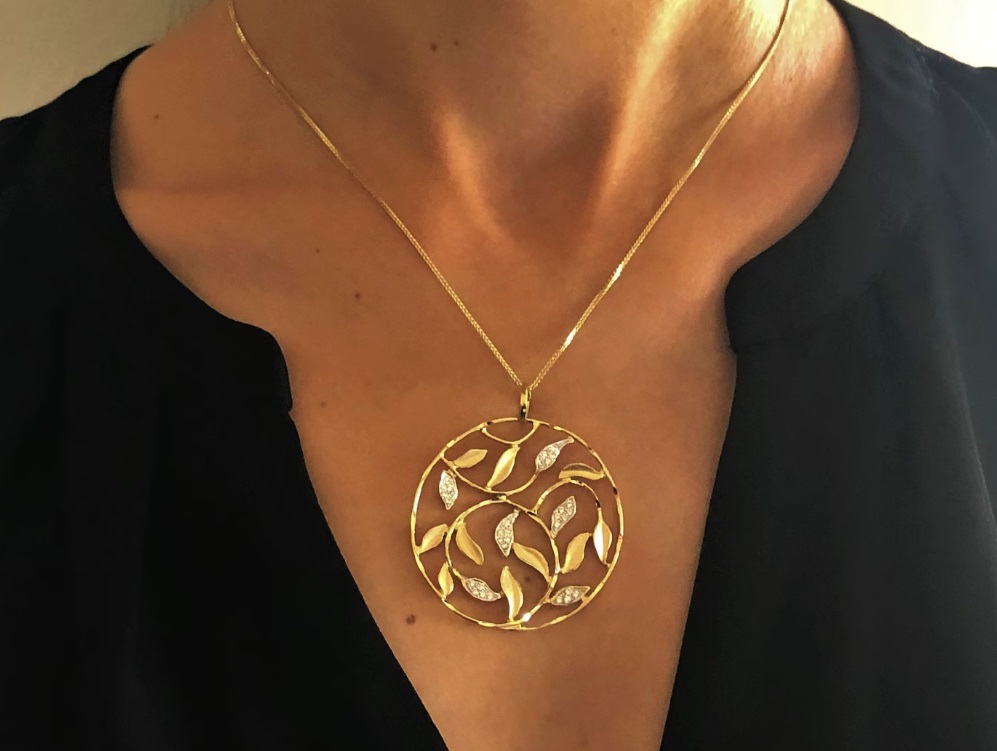 14k Gold Leaf Pendant – תמונה 9